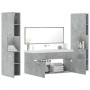 Set Mobili da Bagno 4 pz Grigio Cemento in Legno Multistrato