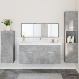 Set Mobili da Bagno 4 pz Grigio Cemento in Legno Multistrato