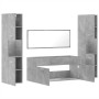 Set Mobili da Bagno 4 pz Grigio Cemento in Legno Multistrato