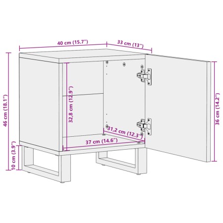 Comodino 40x33x46 cm in Legno Massello di Mango