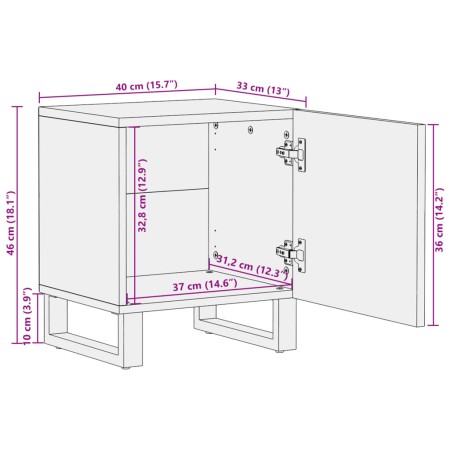 Comodini 2pz 40x33x46 cm in Legno Massello di Mango Sbiancato