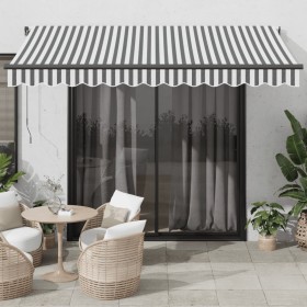 Tenda da Sole Retrattile Manuale Antracite e Bianco 350x250 cm