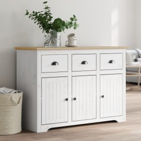 Credenza BODO 115,5x44x80 cm Legno Massello Pino Bianco Marrone