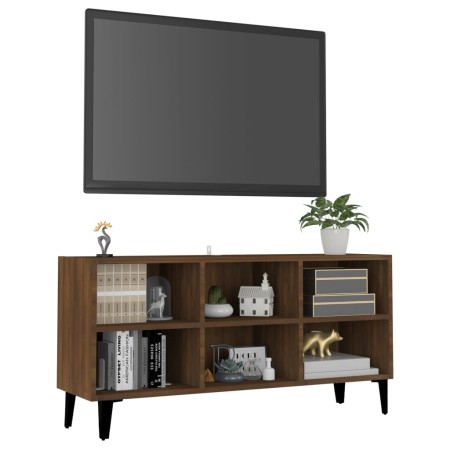 Mobile TV con Gambe in Metallo Rovere Marrone 103,5x30x50 cm