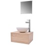 Set Mobili da Bagno 4 pz con Lavabo e Rubinetto Beige