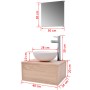 Set Mobili da Bagno 4 pz con Lavabo e Rubinetto Beige