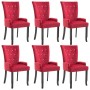 Sedia da Pranzo con Braccioli 6 pz Velluto Rosso