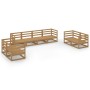 Set Divani da Giardino 8 pz Miele in Legno Massello di Pino