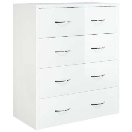 Credenza con 4 Cassetti 60x30,5x71 cm Bianco lucido