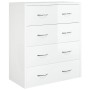 Credenza con 4 Cassetti 60x30,5x71 cm Bianco lucido