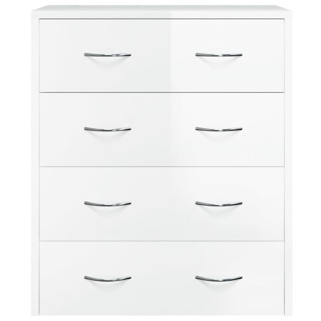 Credenza con 4 Cassetti 60x30,5x71 cm Bianco lucido