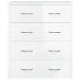 Credenza con 4 Cassetti 60x30,5x71 cm Bianco lucido