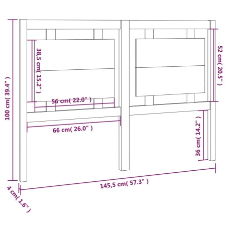 Testiera per Letto Bianca 145,5x4x100 cm Legno Massello di Pino