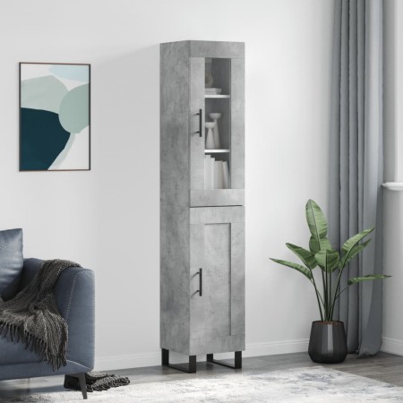 Credenza Grigio Cemento 34,5x34x180 cm in Legno Multistrato