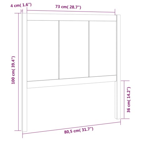 Testiera per Letto Bianca 80,5x4x100 cm Legno Massello di Pino