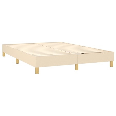 Letto a Molle con Materasso e LED Crema 140x190 cm in Tessuto