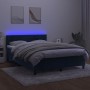 Letto a Molle con Materasso e LED Blu Scuro 140x200 cm