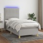 Letto a Molle Materasso e LED Grigio Chiaro 80x200 cm Tessuto