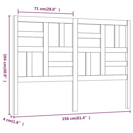 Testiera per Letto Bianca 156x4x104 cm Legno Massello di Pino