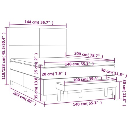 Giroletto a Molle con Materasso Nero 140x200 cm in Velluto