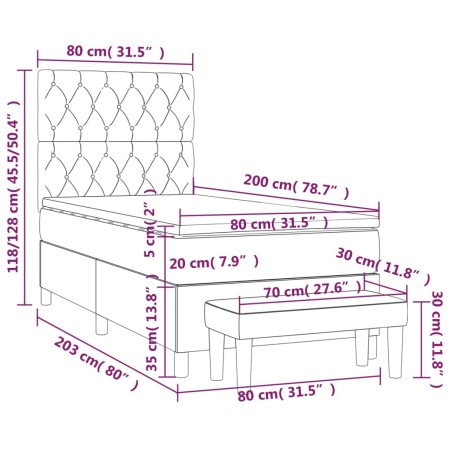 Giroletto a Molle con Materasso Nero 80x200 cm in Velluto