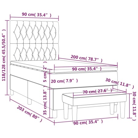 Giroletto a Molle con Materasso Nero 90x200 cm in Velluto