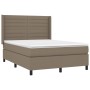 Letto a Molle con Materasso e LED Tortora 140x190 cm in Tessuto