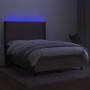 Letto a Molle con Materasso e LED Tortora 140x200 cm in Tessuto