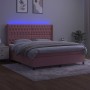 Letto a Molle con Materasso e LED Rosa 180x200 cm in Velluto