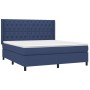 Letto a Molle con Materasso e LED Blu 160x200 cm in Tessuto