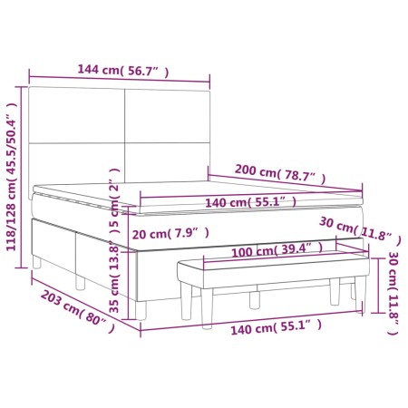 Giroletto a Molle con Materasso Marrone Scuro 140x200cm Tessuto