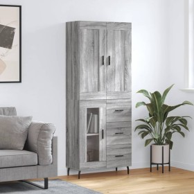 Credenza Grigio Sonoma 69,5x34x180 cm in Legno Multistrato