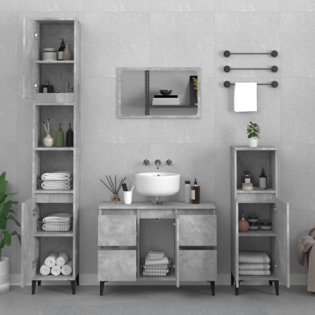 Mobile Lavabo Grigio Cemento 80x33x60 cm in Legno Multistrato