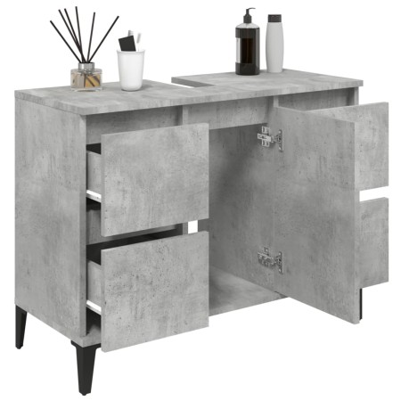 Mobile Lavabo Grigio Cemento 80x33x60 cm in Legno Multistrato