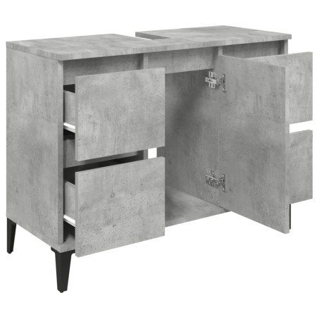 Mobile Lavabo Grigio Cemento 80x33x60 cm in Legno Multistrato