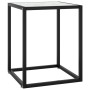 Tavolino da Salotto Nero con Vetro Marmo Bianco 40x40x50 cm