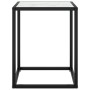 Tavolino da Salotto Nero con Vetro Marmo Bianco 40x40x50 cm