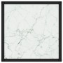 Tavolino da Salotto Nero con Vetro Marmo Bianco 40x40x50 cm