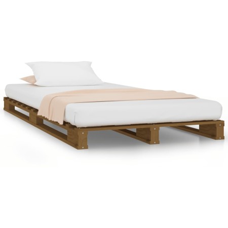 Letto a Pallet Miele 100x200 cm in Legno Massello di Pino