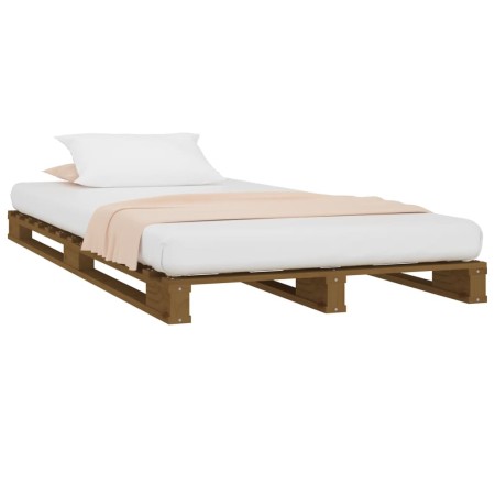 Letto a Pallet Miele 100x200 cm in Legno Massello di Pino