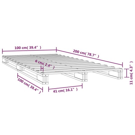 Letto a Pallet Miele 100x200 cm in Legno Massello di Pino