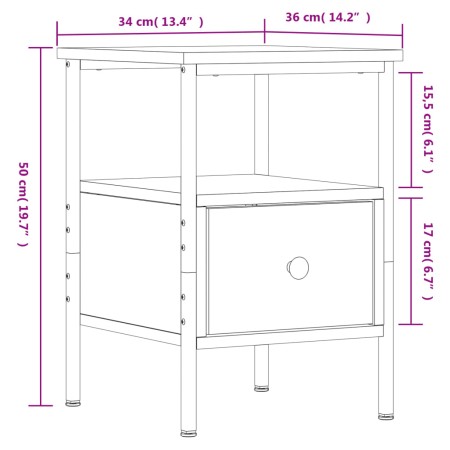 Comodino Rovere Marrone 34x35,5x50 cm in Legno Multistrato