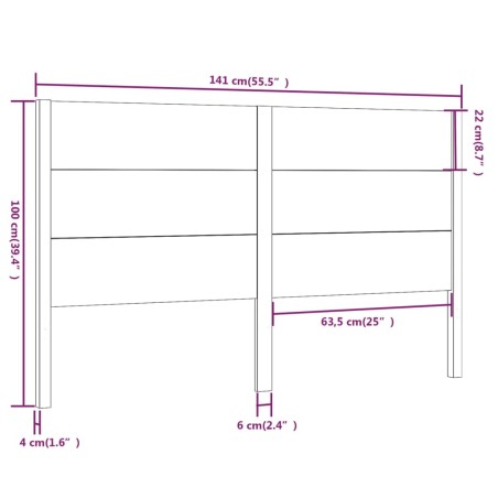 Testiera per Letto 141x4x100 cm in Legno Massello di Pino