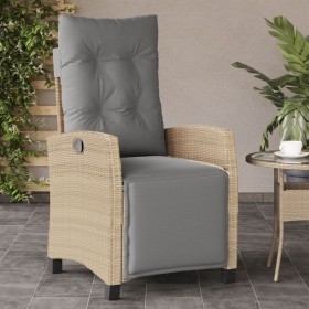 Sedia Reclinabile Giardino e Poggiapiedi Beige Misto Polyrattan