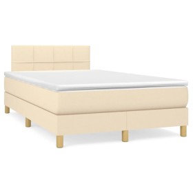 Letto a Molle con Materasso e LED Crema 120x190 cm in Tessuto