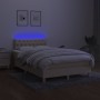 Letto a Molle con Materasso e LED Crema 120x190 cm in Tessuto