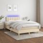 Letto a Molle con Materasso e LED Crema 120x190 cm in Tessuto