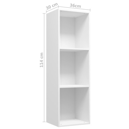 Libreria/Mobile TV Bianco 36x30x114 cm in Legno Multistrato