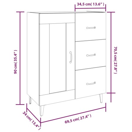 Credenza Bianca 69,5x34x90 cm in Legno Multistrato