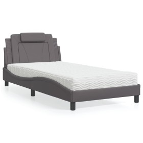 Letto Materasso Grigio 100x200 cm in Similpelle